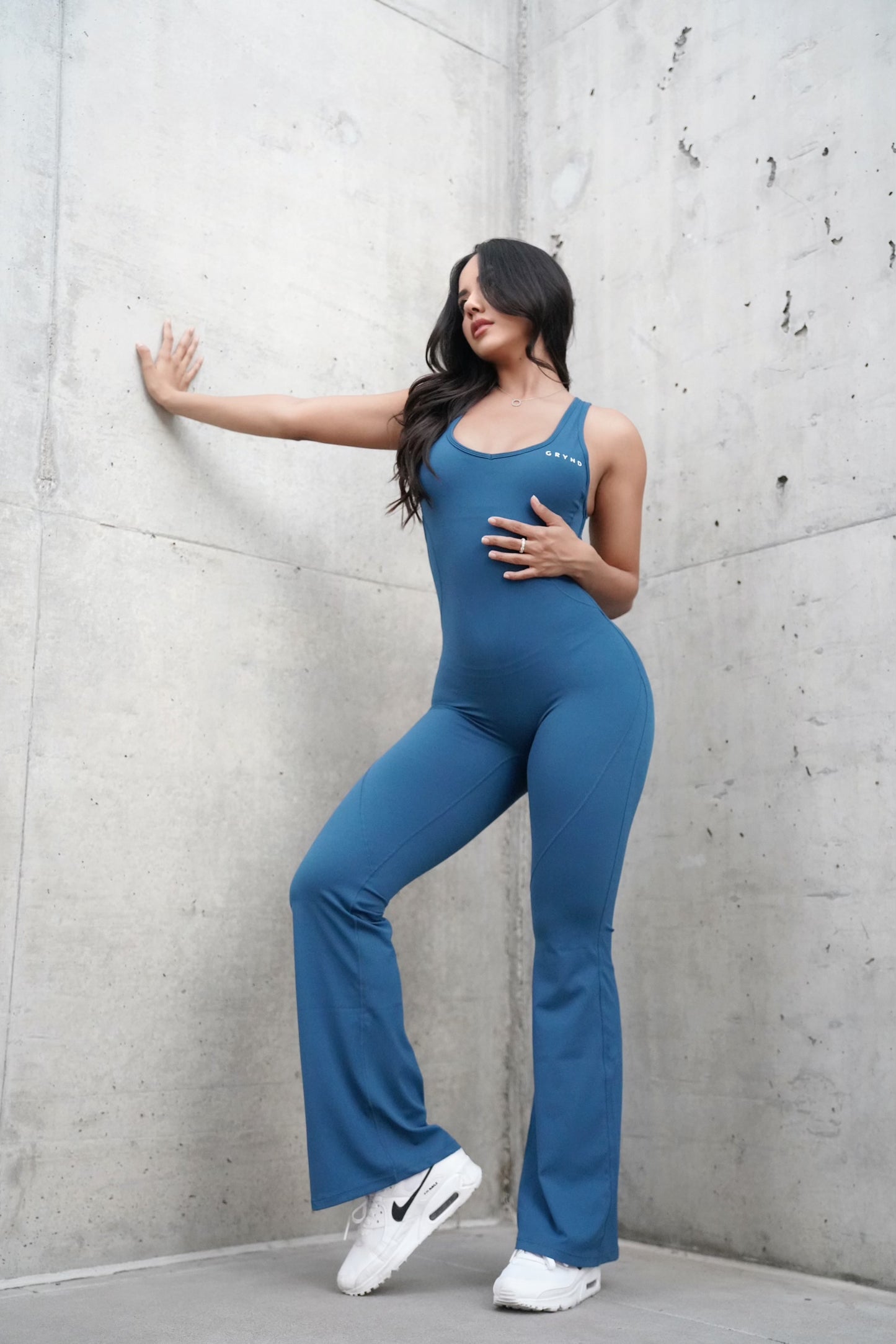 BLUE FLARE JUMPSUIT