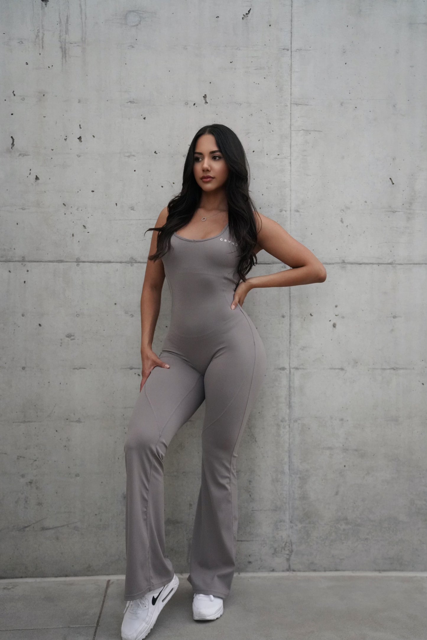 NUDE FLARE JUMPSUIT