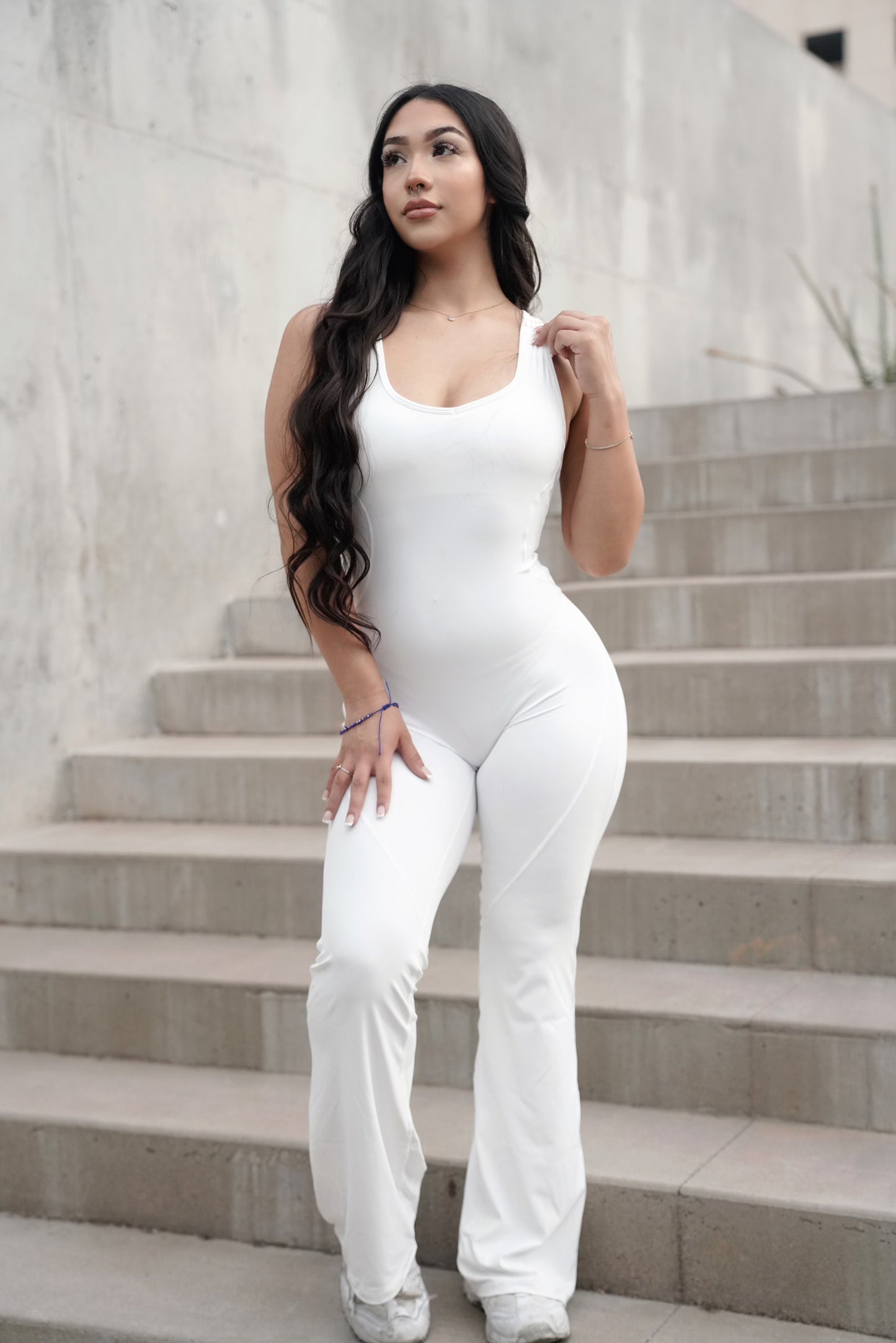 WHITE FLARE JUMPSUIT