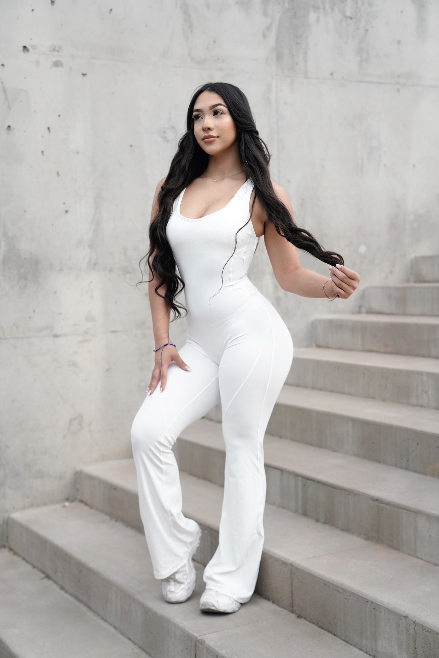 WHITE FLARE JUMPSUIT