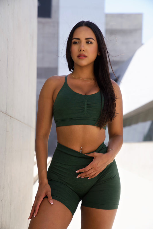 EMERALD GREEN ABSTRACT SPORTS BRA