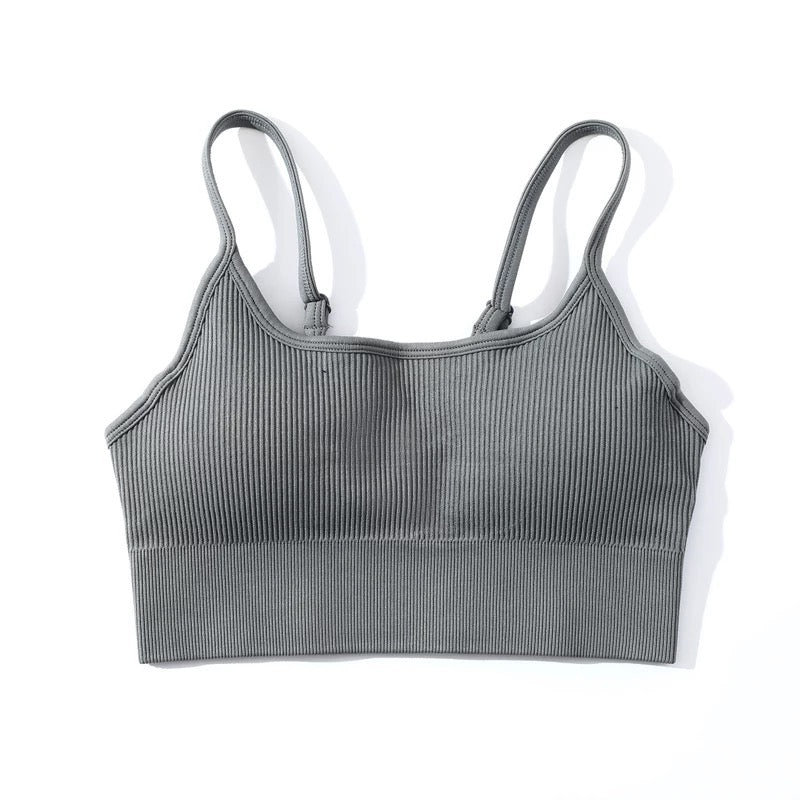 AGATE GRAY RIBBED BRA