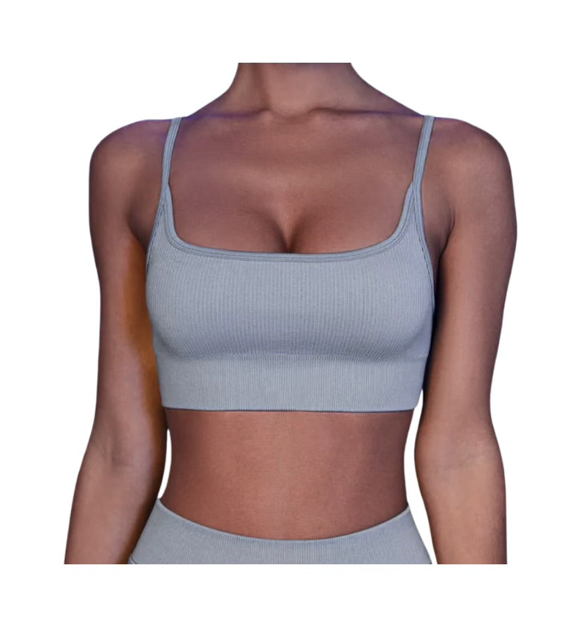 AGATE GRAY RIBBED BRA