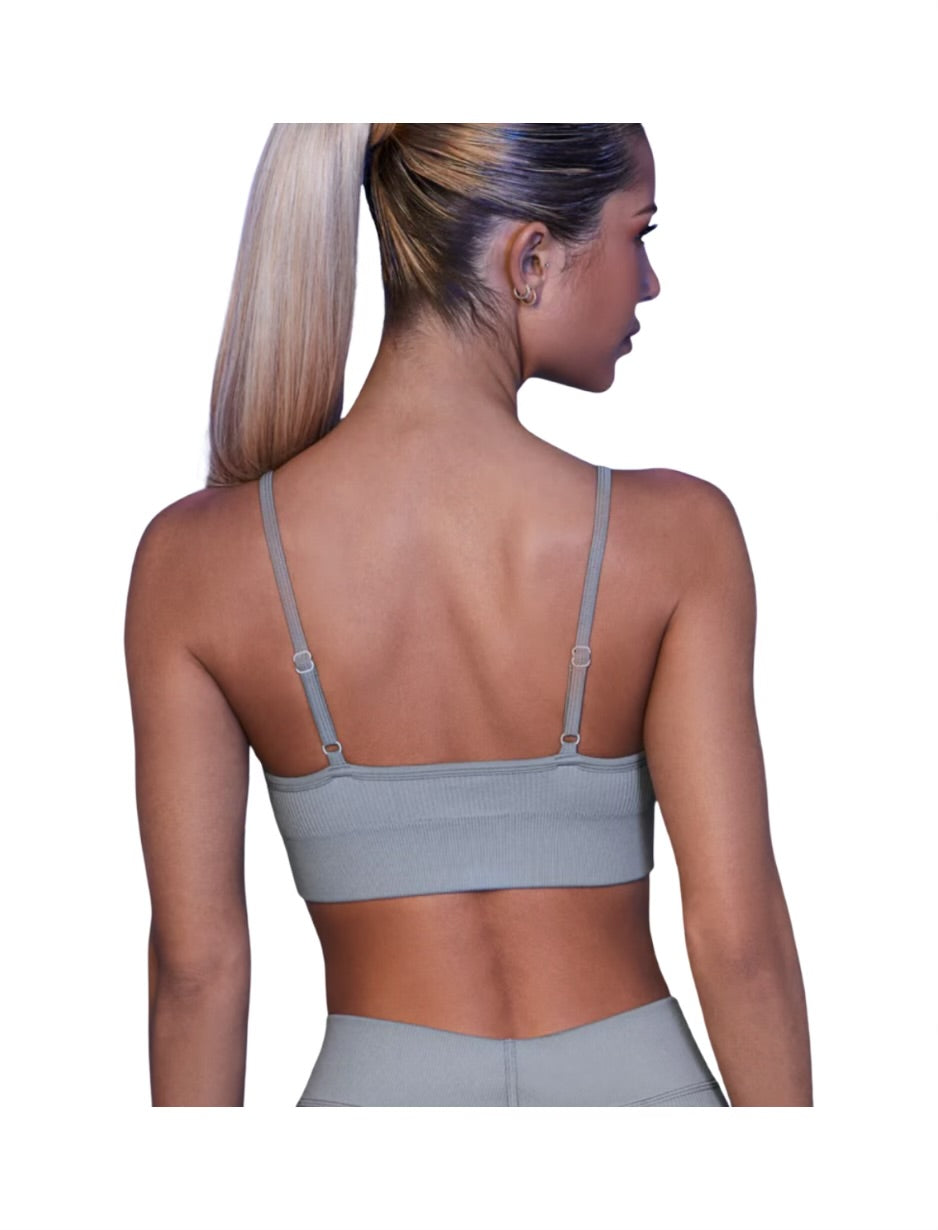 AGATE GRAY RIBBED BRA