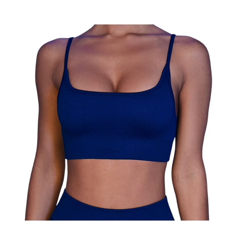 NIGHT BLUE RIBBED BRA