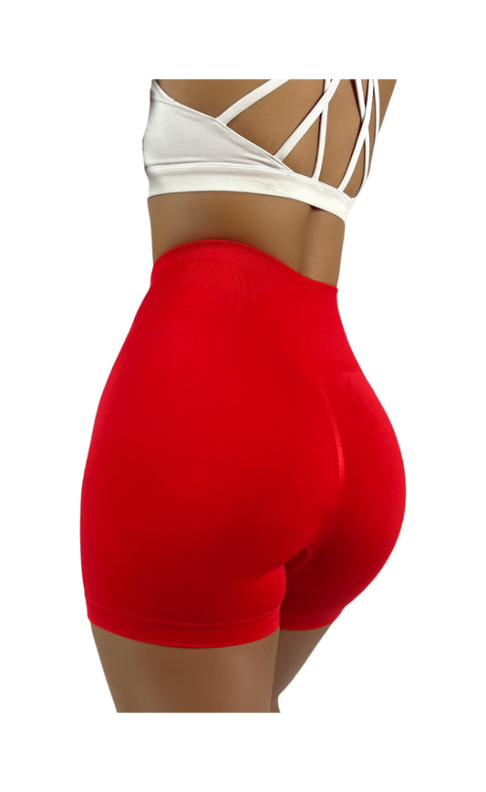 RED SCULPTING SHORTS